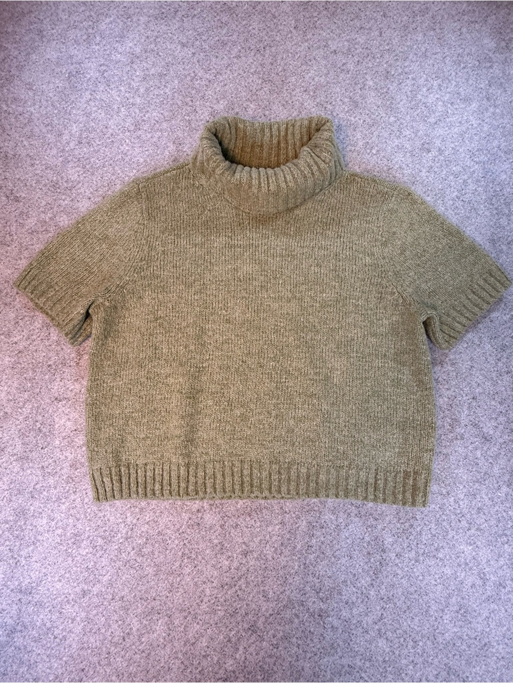 Abercrombie & Fitch Green Wool Blend Short Sleeve Turtleneck Sweater XL